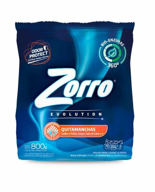 JABON EN POLVO ZORRO x800gr BLUE BAJA ESPUMA