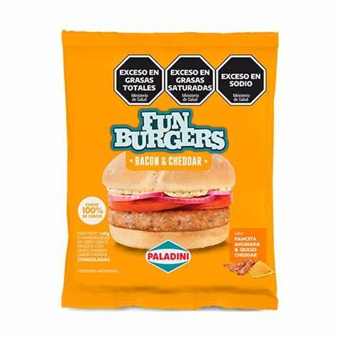 HAMBURGUESA PALADINI FUN BURGERS x2u BACON&CHEDD