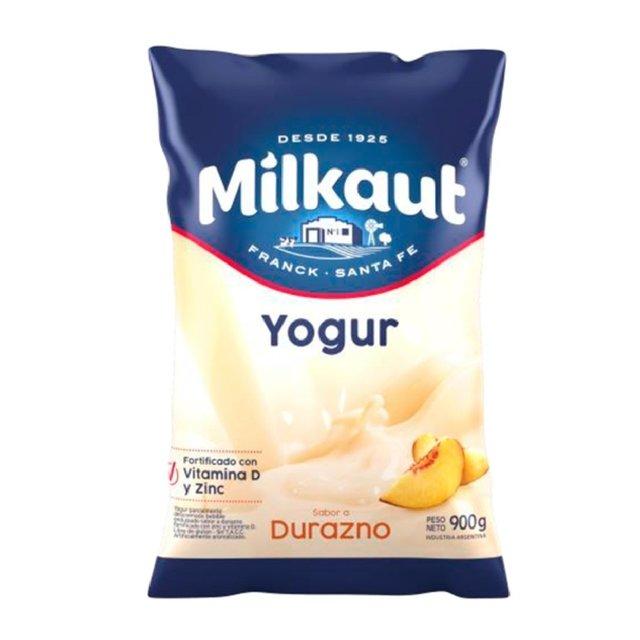 YOGUR MILKAUT x900gr SACHET ENTERO DURAZNO