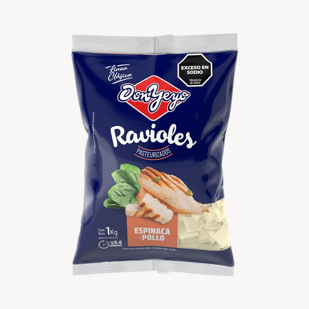 RAVIOLES DON YEYO x1kg C/POLLO Y ESPINACA