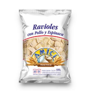 RAVIOLES AMICI x400gr POLLO Y ESPINACA