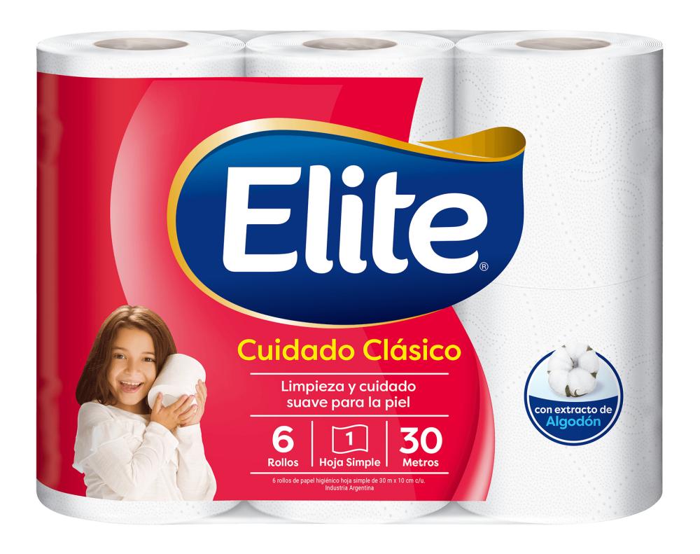 PAPEL HIGIENICO ELITE x6u x30mt HOJA SIMPLE