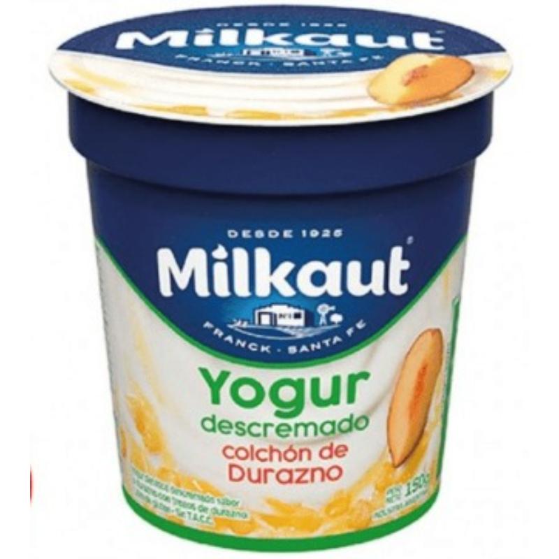 YOGUR MILKAUT x150G C/FRUTAS DURAZNO DESCREMADO