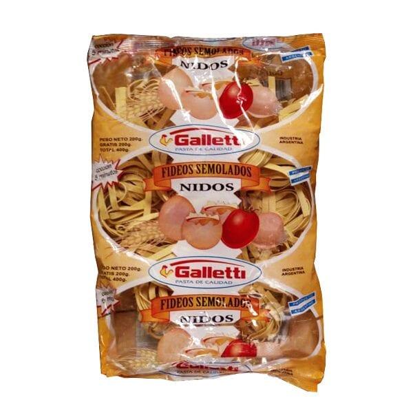 FIDEOS GALLETTI x400G NIDOS SEMOLADOS AMARILLO