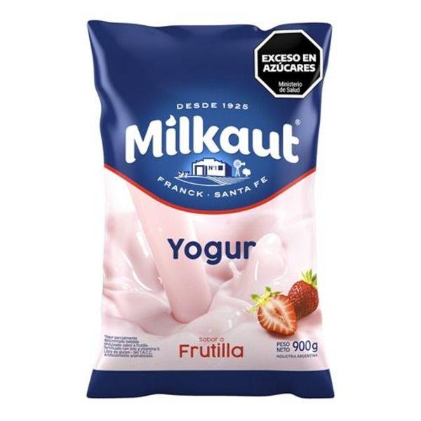 YOGUR MILKAUT x900gr SACHET ENTERO FRUTILLA